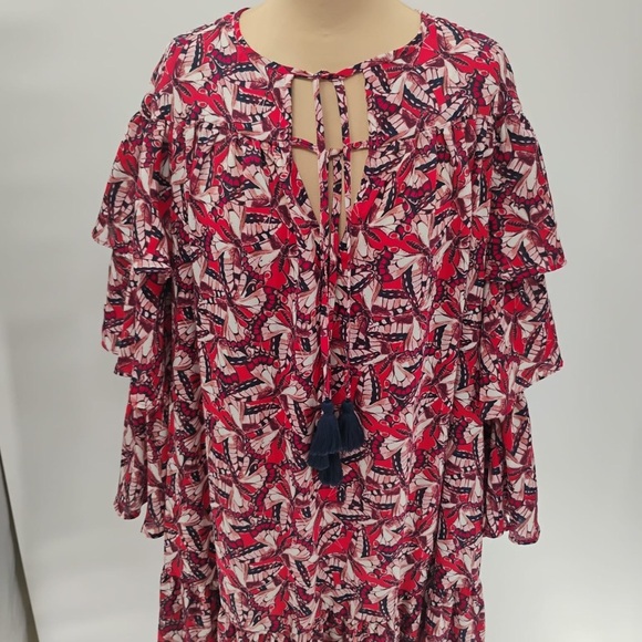 Happy X Nature NWOT Phoenix Butterflies Print Tiered Sleeved Maxi Dress - Picture 4 of 12